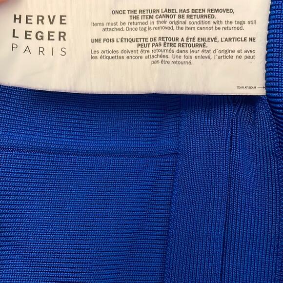 Herve Leger Blue Sleeveless Bandage Mini Dress Size Large New Retails $790 - Picture 5 of 9